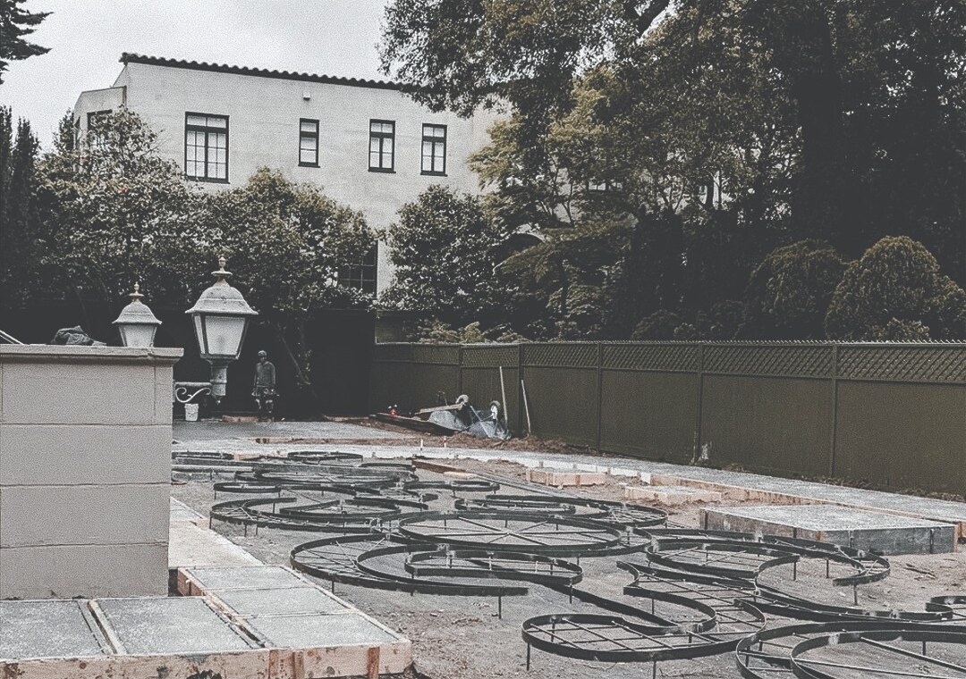 Garden construction in progress at Le Petit Trianon prior to installation of the sculpture collection