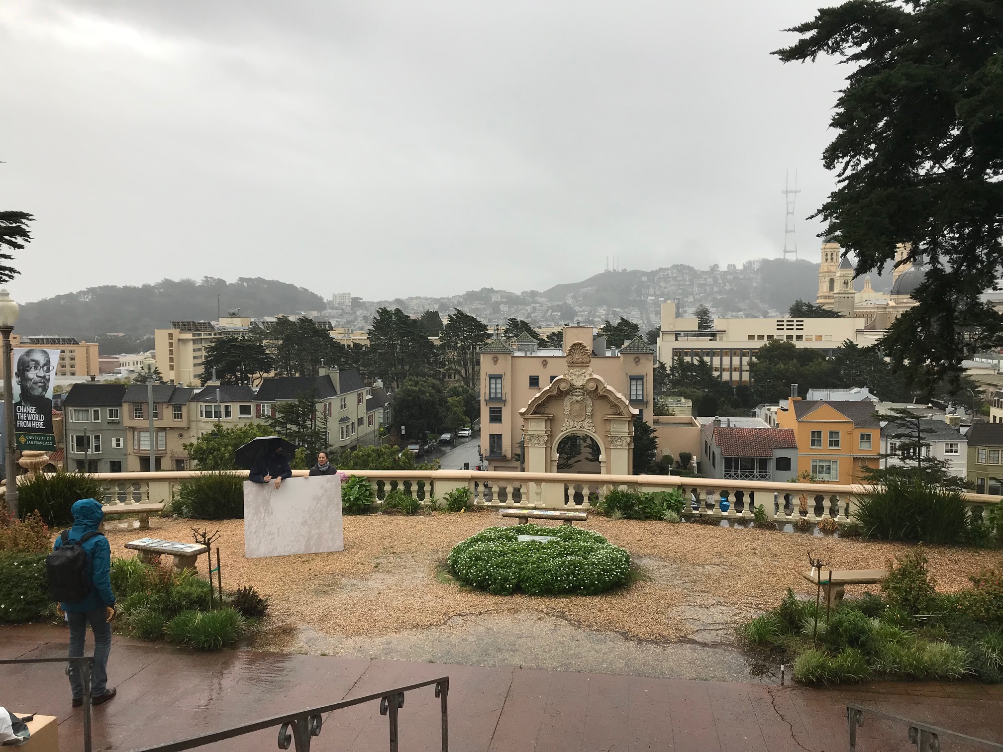 The Lone Mountain terrace at the University of San Francisco before installation of the sculpture Tides